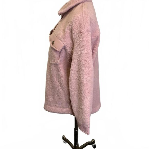 Brand New Zesica Women's Medium Pink Plush Teddy Button Up Jacket Coat - Picture 7 of 13